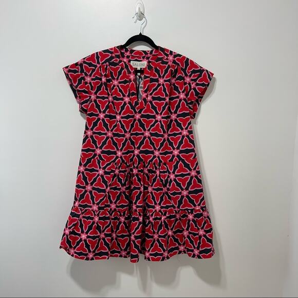 Saloni Abstracts Floral Print Ashley-B Shift Dress in Chilli Pawpaw Size 4 NWT - Picture 6 of 15
